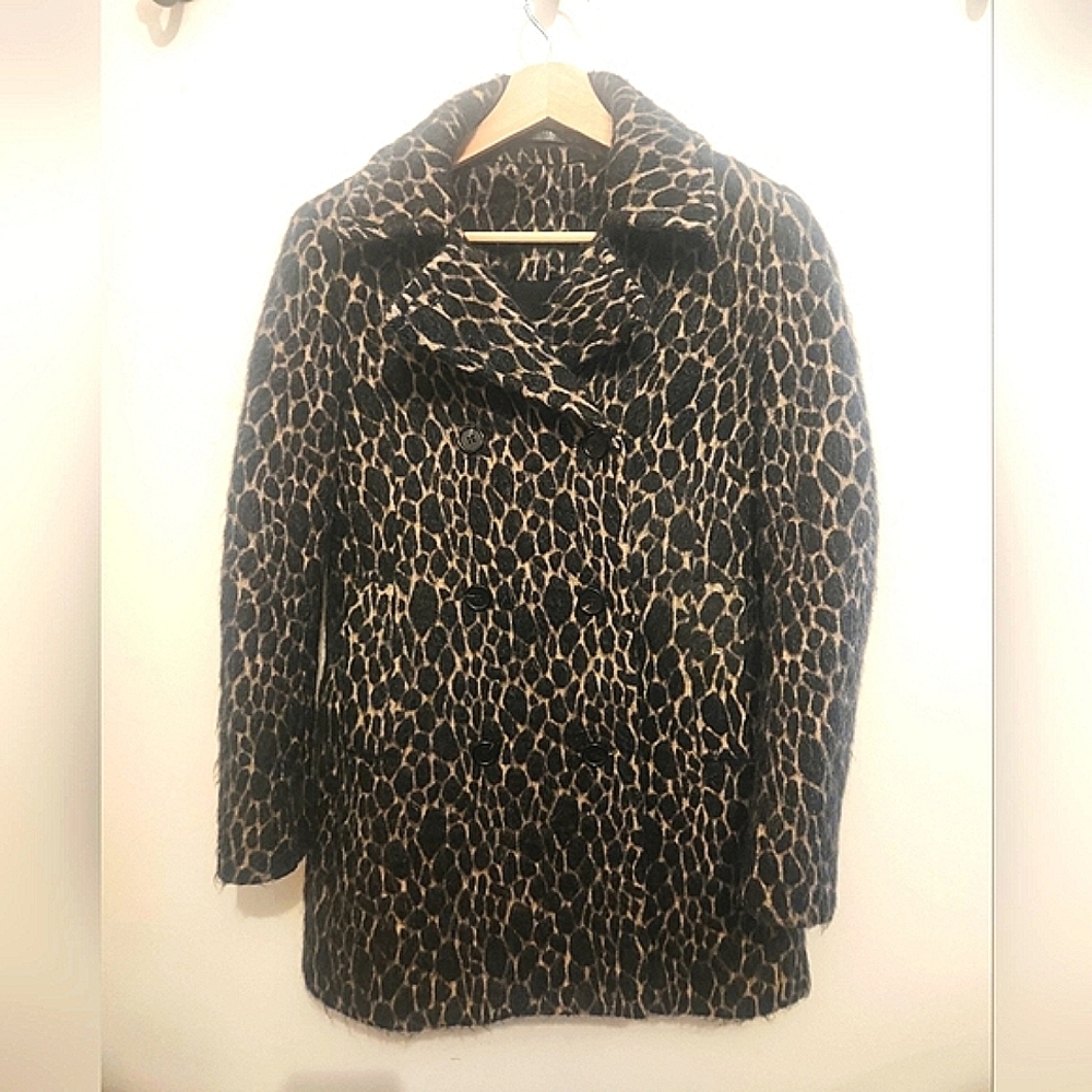 All Saints Wool & Mohair 'Nala' Leopard Print Coat